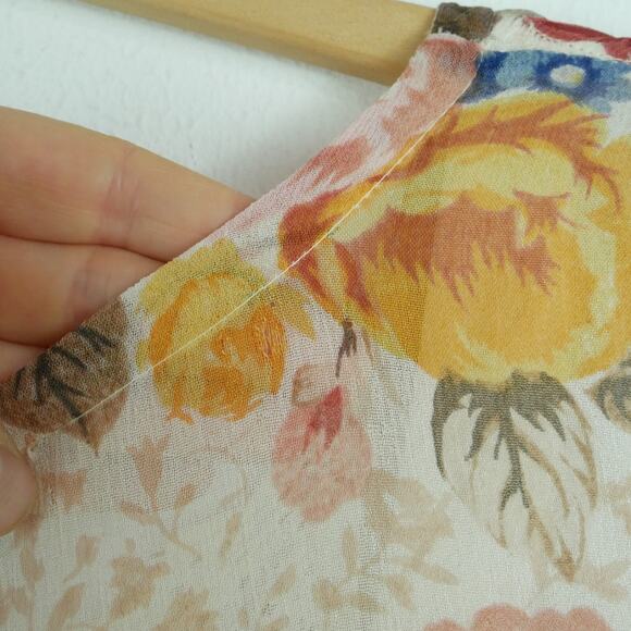 Vintage Medium Dress 90s Sheer Floral Pastel Cottagecore Boho Midi Eyelet Dainty - Picture 10 of 10